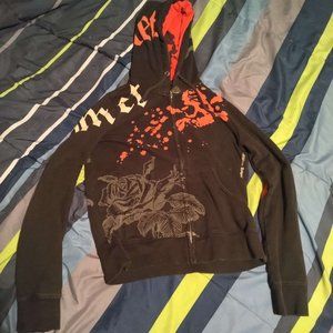 Black Red Zip Up Smet Hoodie S